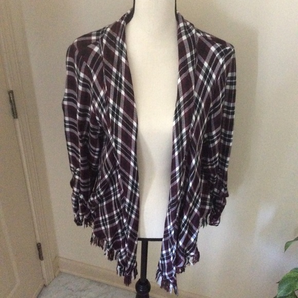 Knox Rose Tops - Knox Rose Plaid Fringed Wrap